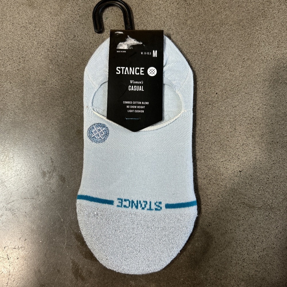 NWT Stance Cotton Women's No Show Socks Glowing Ice Blue Size Medium 8-10.5